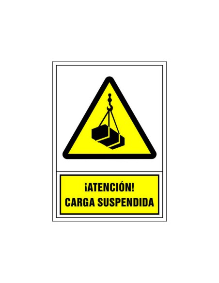 Pictograma syssa senal de advertencia atencion carga suspendida en pvc 245x345 mm