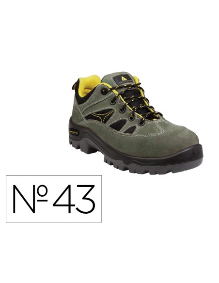 Zapatos de seguridad deltaplus trek de piel serraje puntera y suela composite verde talla 43
