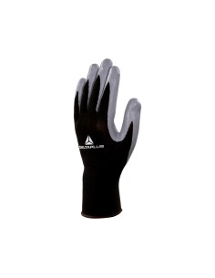 Guantes deltaplus de punto poliester palma de nitrilo especial para mecanica grasas aceites negro gris talla 10