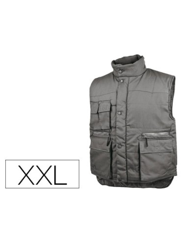 Chaleco deltaplus multibolsillos con cremallera cintura elastica protege rinones gris verde talla xxl