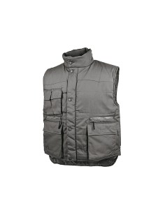 Chaleco deltaplus multibolsillos con cremallera cintura elastica protege rinones gris verde talla xl