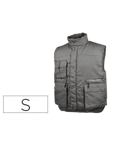 Chaleco deltaplus multibolsillos con cremallera cintura elastica protege rinones gris verde talla s