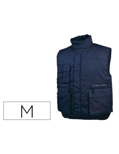 Chaleco deltaplus multibolsillos con cremallera cintura elastica color azul naranja talla m