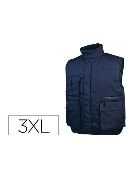 Chaleco deltaplus multibolsillos con cremallera cintura elastica color azul naranja talla 3xl