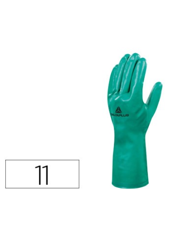Guantes deltaplus tratado en nitrilo flocado de algodon especial para trabajos con liquidos quimicos talla 11