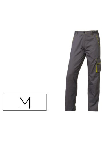 Pantalon de trabajo deltaplus cintura ajustable 5 bolsillos color gris verde talla m