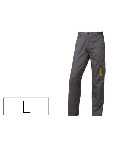 Pantalon de trabajo deltaplus cintura ajustable 5 bolsillos color gris verde talla l talla l