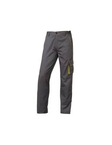 Pantalon de trabajo deltaplus cintura ajustable 5 bolsillos color gris verde talla 3xl