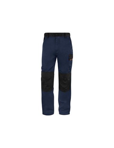 Pantalon de trabajo deltaplus cintura ajustable 5 bolsillos color azul naranja talla xxl