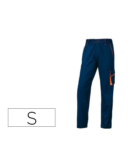 Pantalon de trabajo deltaplus cintura ajustable 5 bolsillos color azul naranja talla s Pantalon de trabajo deltaplus cintura ajustable 5 bolsillos color azul naranja talla s
