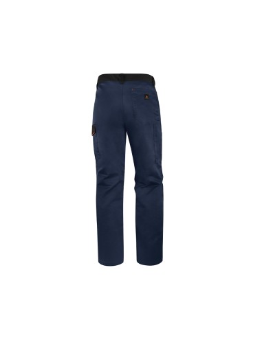 Pantalon de trabajo deltaplus cintura ajustable 5 bolsillos color azul naranja talla s