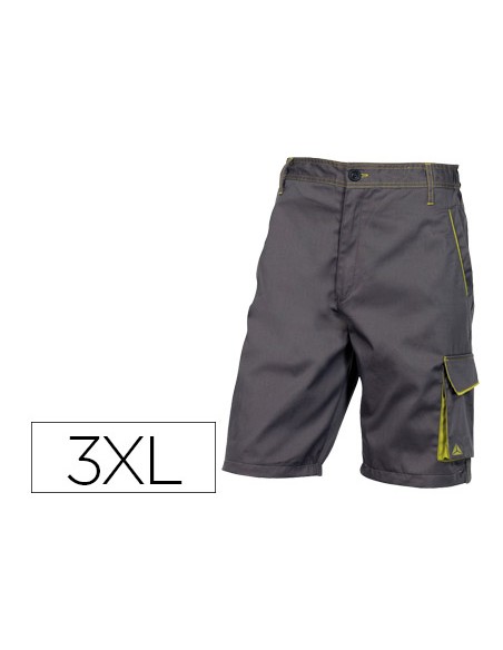 Pantalon de trabajo deltaplus bermuda cintura ajustable 5 bolsillo color gris verde talla xxl Pantalon de trabajo deltaplus bermuda cintura ajustable 5 bolsillo color gris verde talla xxl