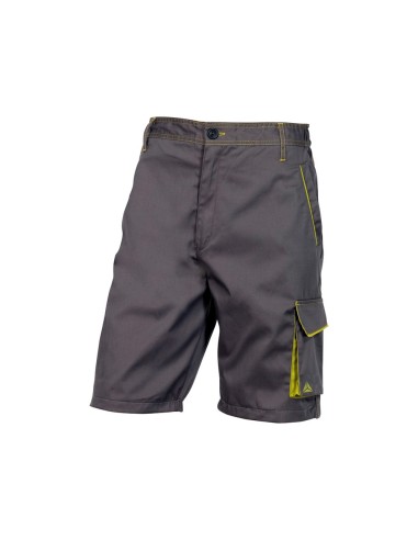 Pantalon de trabajo deltaplus bermuda cintura ajustable 5 bolsillos color gris verde talla m