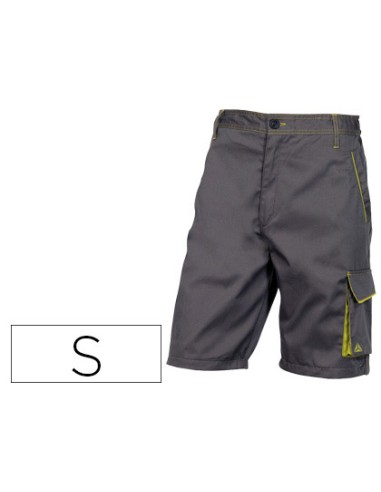Pantalon de trabajo deltaplus bermuda cintura ajustable 5 bolsillos color gris verde talla s