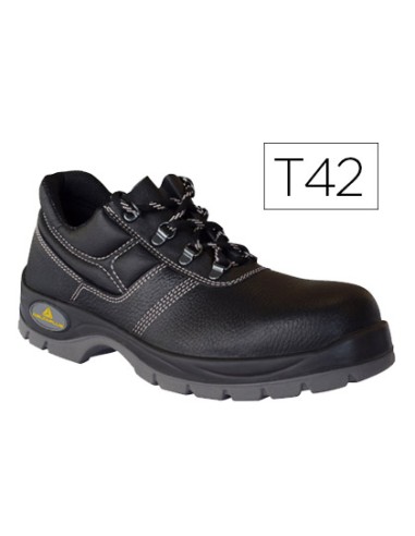 Zapatos de seguridad deltaplus de piel crupon grabada con forro absorbente y plantilla de latex color negro talla 42