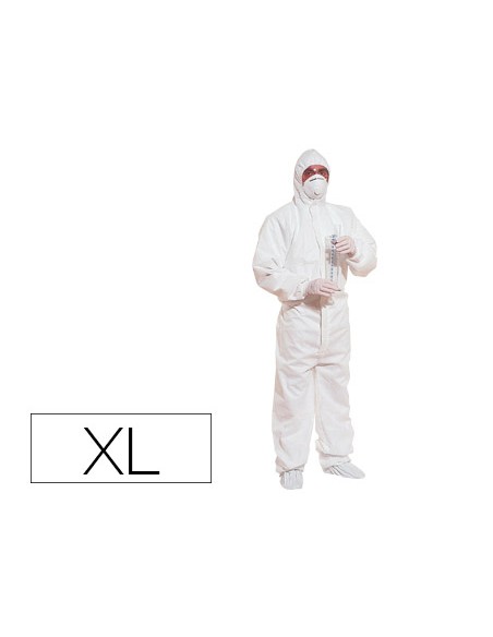 Traje de seguridad deltaplus polipropileno con capucha de un solo uso color blanco talla xl