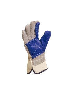 Guantes deltaplus docker serraje vacuno reforzado ideal para trabajos intensivo color gris azul talla 10