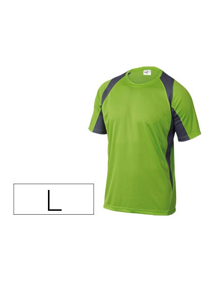 Camiseta deltaplus poliester manga corta cuello redondo tratamiento secado rapido color verde gris talla l Camiseta deltaplus poliester manga corta cuello redondo tratamiento secado rapido color verde gris talla l