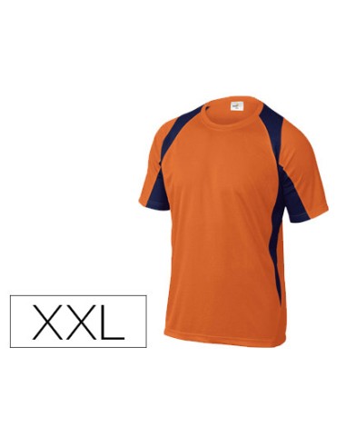 Camiseta deltaplus poliester manga corta cuello redondo tratamiento secado rapido color naranja marino talla