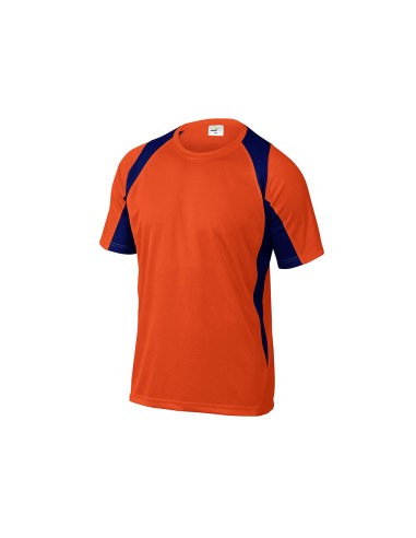 Camiseta deltaplus poliester manga corta cuello redondo tratamiento secado rapido color naranja marino talla