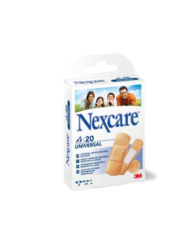 Tira protectora 3m nexcare para heridas y cortes plasticoimpermeable caja de 20 unidades diversos tamanos