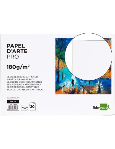 Bloc dibujo liderpapel artistico encolado 230x325mm 20 hojas 180 g m2 sin recuadro