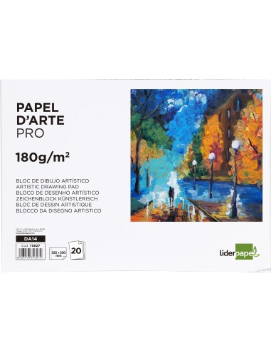 Bloc dibujo liderpapel artistico encolado 230x325mm 20 hojas 180 g m2 sin recuadro