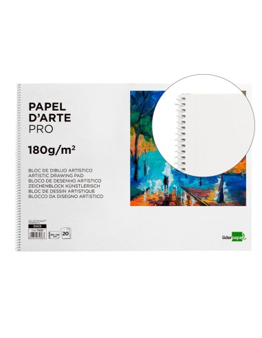 Bloc dibujo liderpapel artistico espiral 460x325mm 20 hojas 180gr m2 sin recuadro perforado