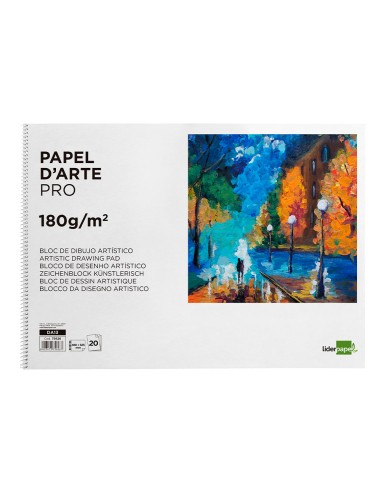 Bloc dibujo liderpapel artistico espiral 460x325mm 20 hojas 180gr m2 sin recuadro perforado