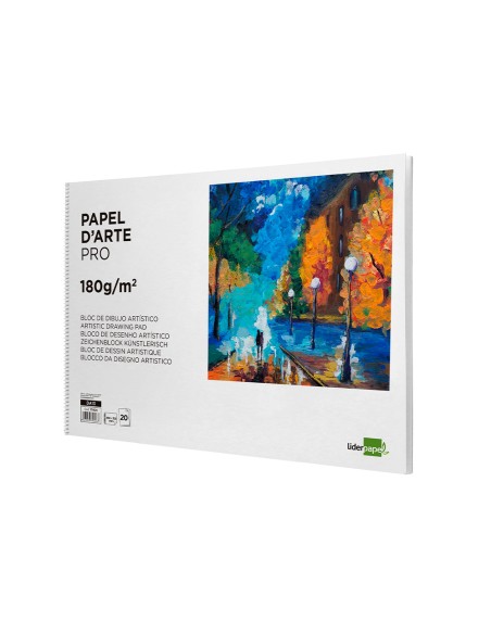 Bloc dibujo liderpapel artistico espiral 460x325mm 20 hojas 180gr m2 sin recuadro perforado