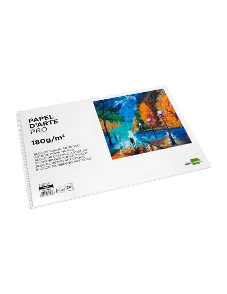 Bloc dibujo liderpapel artistico espiral 460x325mm 20 hojas 180gr m2 sin recuadro perforado