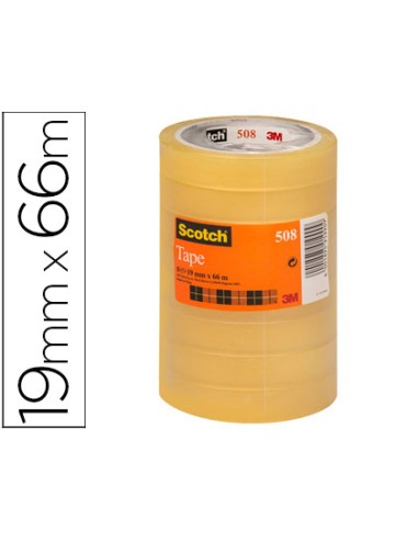 Cinta adhesiva scotch transparente 66 mt x 19 mm pack de 8 unidades