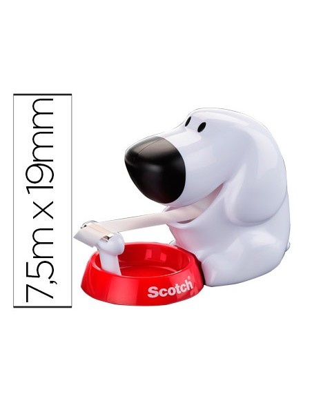 Portarrollo sobremesa scotch doggy c31 de 19mm x89 mt incluye rollo de cinta magic