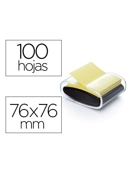 Soporte bloc de notas adhesivas quita y pon post it super sticky z notes color negro con 1 bloc 76x76 mm