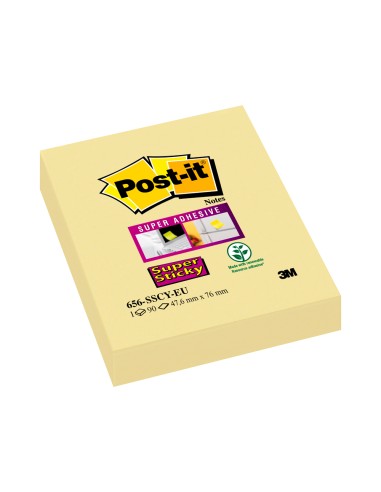 Bloc de notas adhesivas quita y pon post it super sticky 51x78 mm con 90 hojas amarillo canario