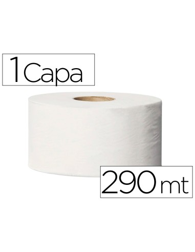 Papel higienico tork minijumbo 1 capa 290 mt para dispensador t2