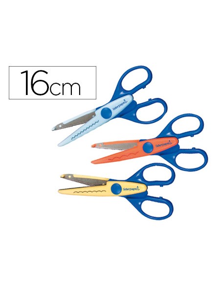 Tijera escolar liderpapel cortes en zig zag ondas pequenas y ondas grandes unidad