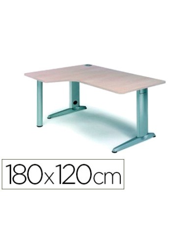 Mesa rocada serie metal 180x120 cm izquierda acabado ac04 blanco