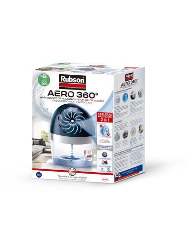Deshumidificador rubson aero 360º pastilla recambio gratis 189x118x241 mm