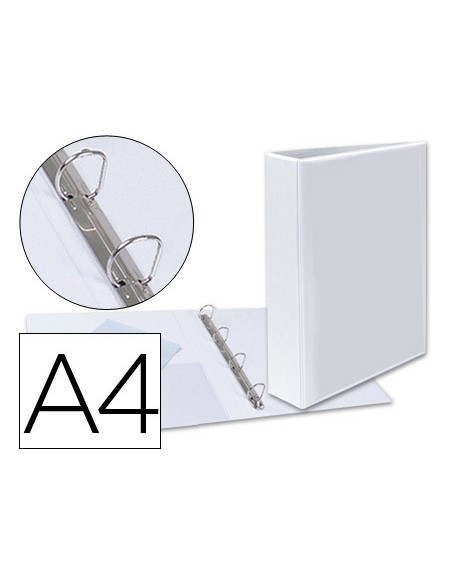 Carpeta canguro 4 anillas mixtas 40mm esselte a4 plastico blanca