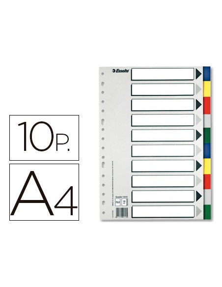 Separador esselte plastico juego de 10 separadores din a4 con 5 colores multitaladro