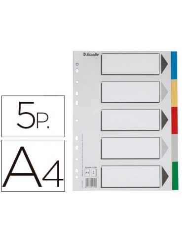 Separador esselte plastico juego de 5 separadores din a4 con 5 colores multitaladro