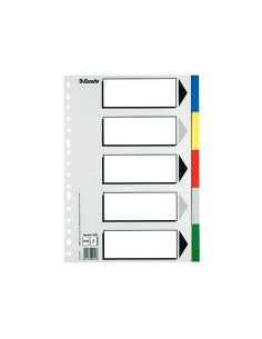 Separador esselte plastico juego de 5 separadores folio con 5 colores multitaladro