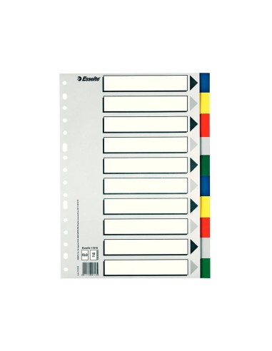 Separador esselte plastico juego de 10 separadores folio con 5 colores multitaladro