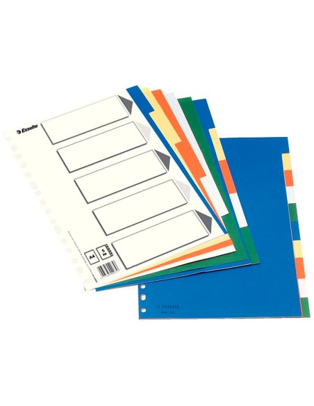 Separador esselte plastico juego de 10 separadores folio con 5 colores multitaladro