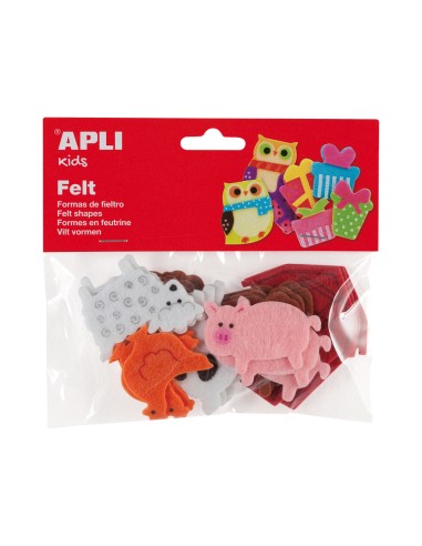 Figura de fieltro apli con forma de animales bolsa de 18 unidades surtidas