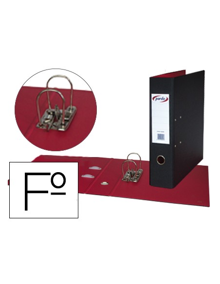 Archivador de palanca pardo folio plastico 2 anillas de 70 mm color negro Archivador de palanca pardo folio plastico 2 anillas de 70 mm color negro