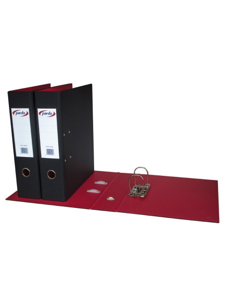 Archivador de palanca pardo folio plastico 2 anillas de 70 mm color negro Archivador de palanca pardo folio plastico 2 anillas de 70 mm color negro