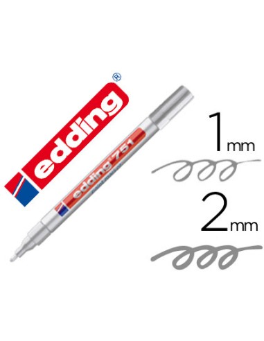 Rotulador edding punta fibra 751 plata punta redonda 1 2 mm
