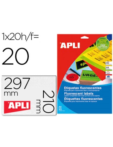 Etiqueta adhesiva apli 02881 210x297 mm para fotocopiadora laser caja con 20 hojas din a4 verde